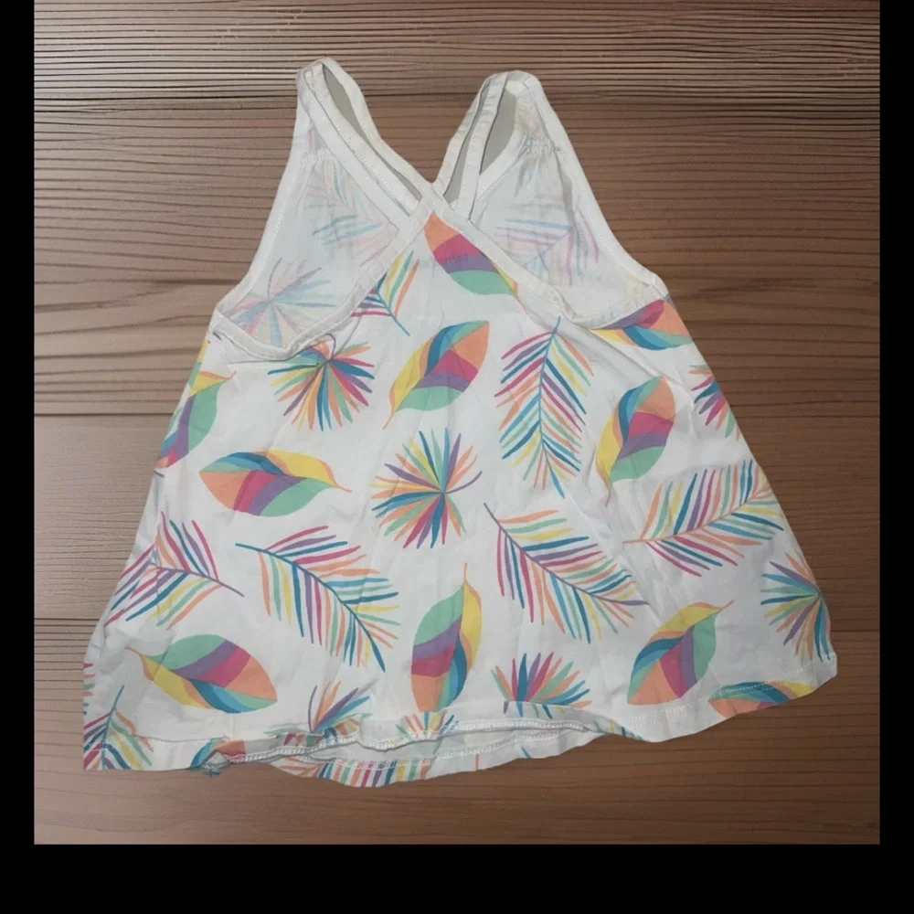 Lands End Multicolor Tropical Leaf Print Girls' Small (4) Tank Top